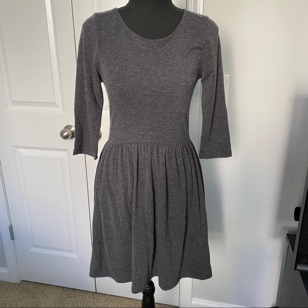 Pocket Detail Heather Gray Fall Dress